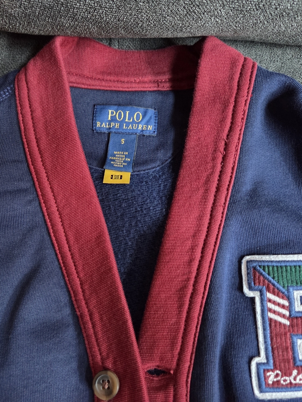 Polo by Ralph Lauren Navy and Burgundy Boys Cardigan Sweater and Pants Set - Picture 2 of 4